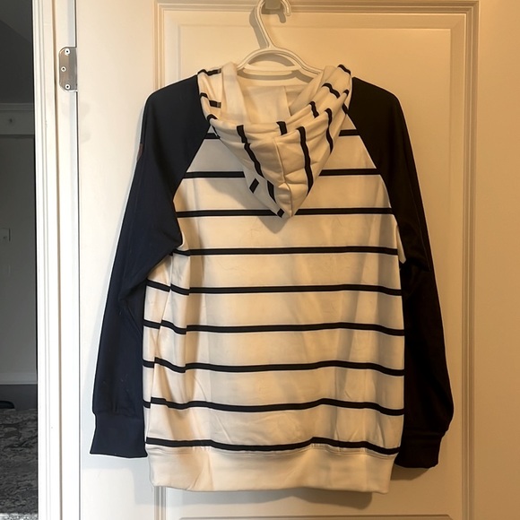 Nautical blue and white striped, hooded sweater - Picture 6 of 6